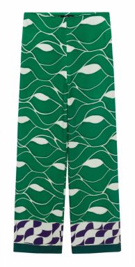 MANGO Nohavice 'Larson'  zelená / tmavozelená / tmavofialová / biela