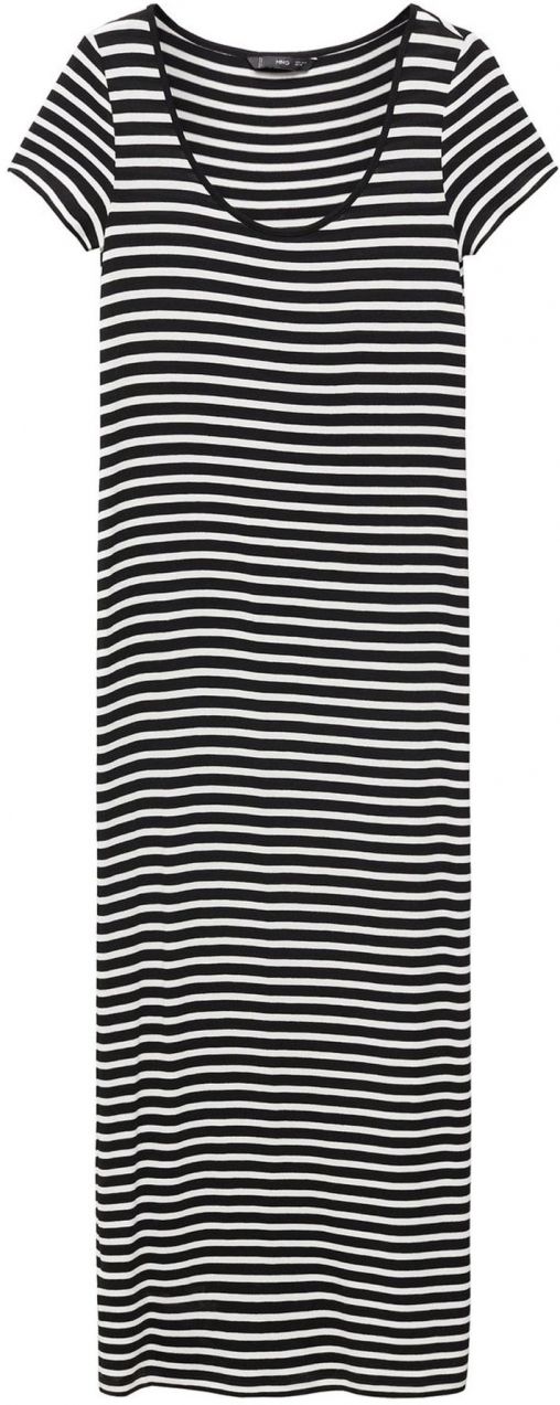 MANGO Šaty 'Venice'  čierna / biela