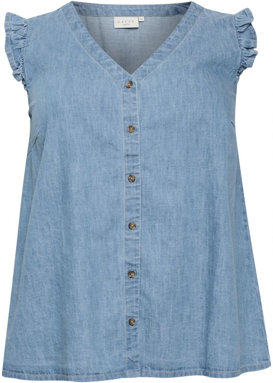 KAFFE CURVE Blúzka 'Louisa'  modrá denim
