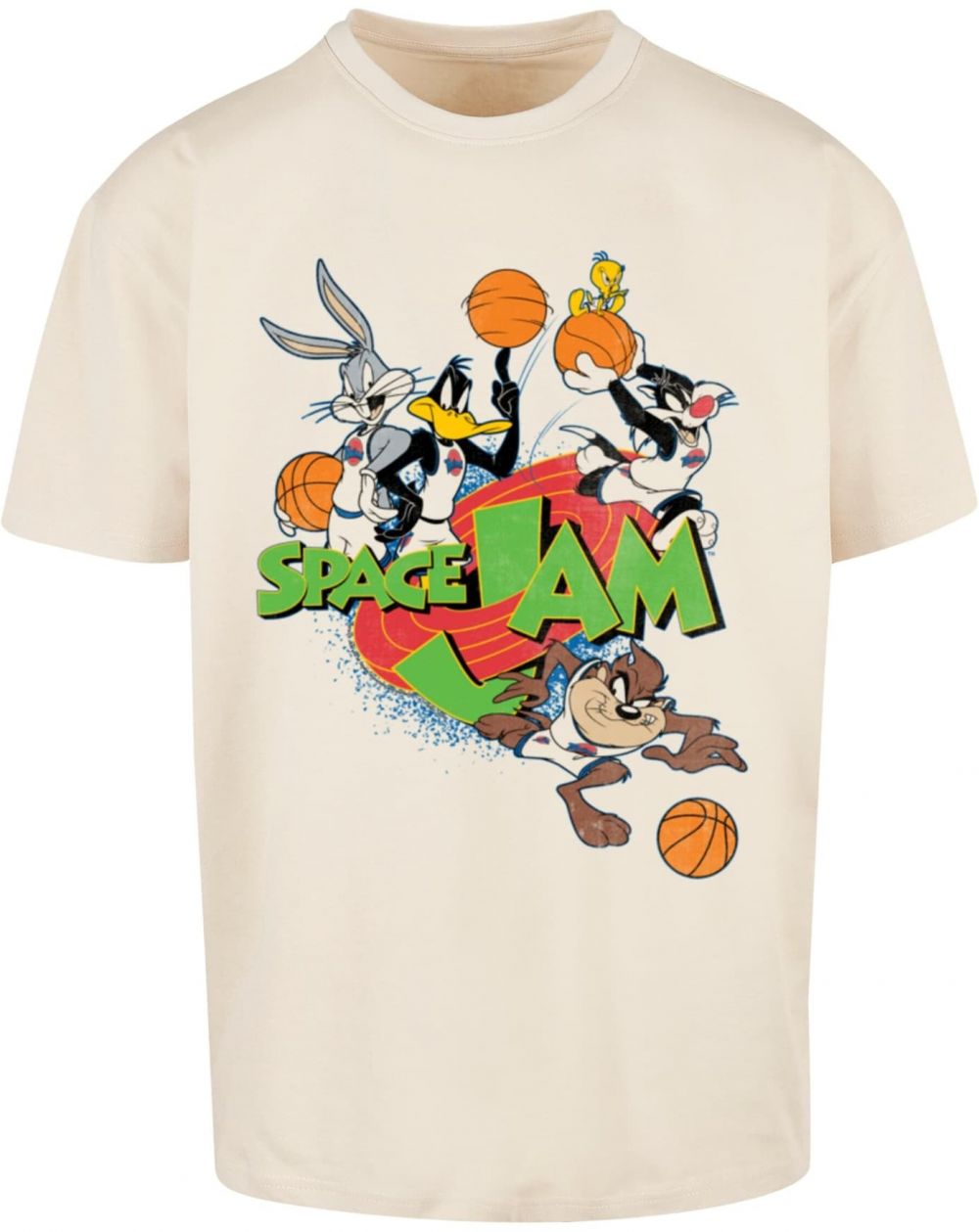 Merchcode Tričko 'Space Jam Team'  béžová / oranžová / červená / čierna