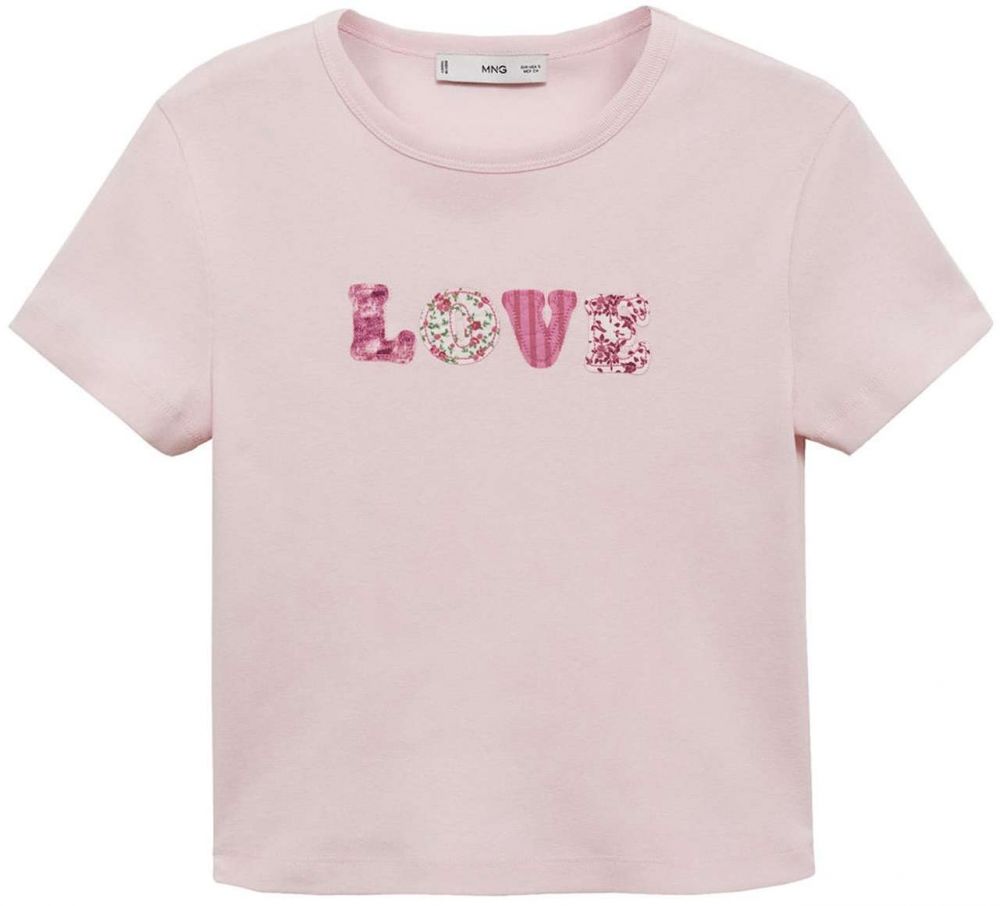 MANGO Tričko 'AMOR'  tmavozelená / ružová / tmavoružová