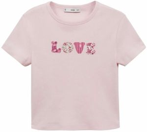 MANGO Tričko 'AMOR'  tmavozelená / ružová / tmavoružová