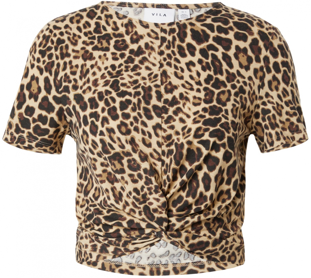 VILA Tričko 'VIMOONEY'  svetlohnedá / tmavohnedá / čierna