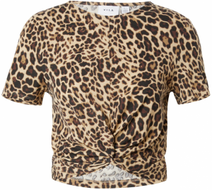 VILA Tričko 'VIMOONEY'  svetlohnedá / tmavohnedá / čierna