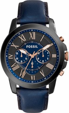 FOSSIL Analógové hodinky 'GRANT, FS4835'  námornícka modrá / ružové zlato / grafitová