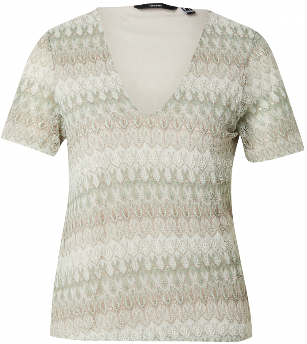 VERO MODA Tričko 'DICTE'  hnedá / mätová / biela