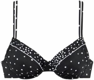 LASCANA Bikinový top 'Leona'  čierna / biela