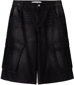 Bershka Rifľové kapsáče  čierny denim