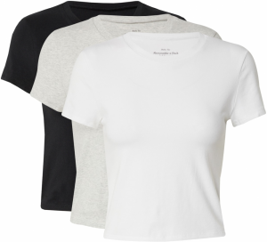 Abercrombie & Fitch Tričko  sivá melírovaná / čierna / biela