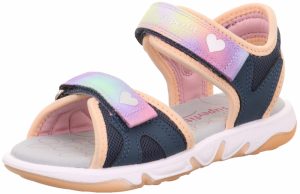 SUPERFIT Sandále 'Pebbles'  tmavomodrá / žltá / fialová / pastelovo oranžová