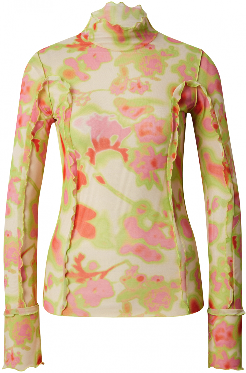 HUGO Tričko 'Deuphoria'  neónovo zelená / ružová / biela