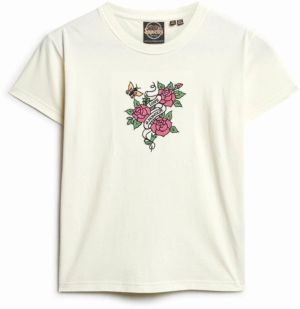 Superdry Tričko  krémová / zelená / ružová / čierna