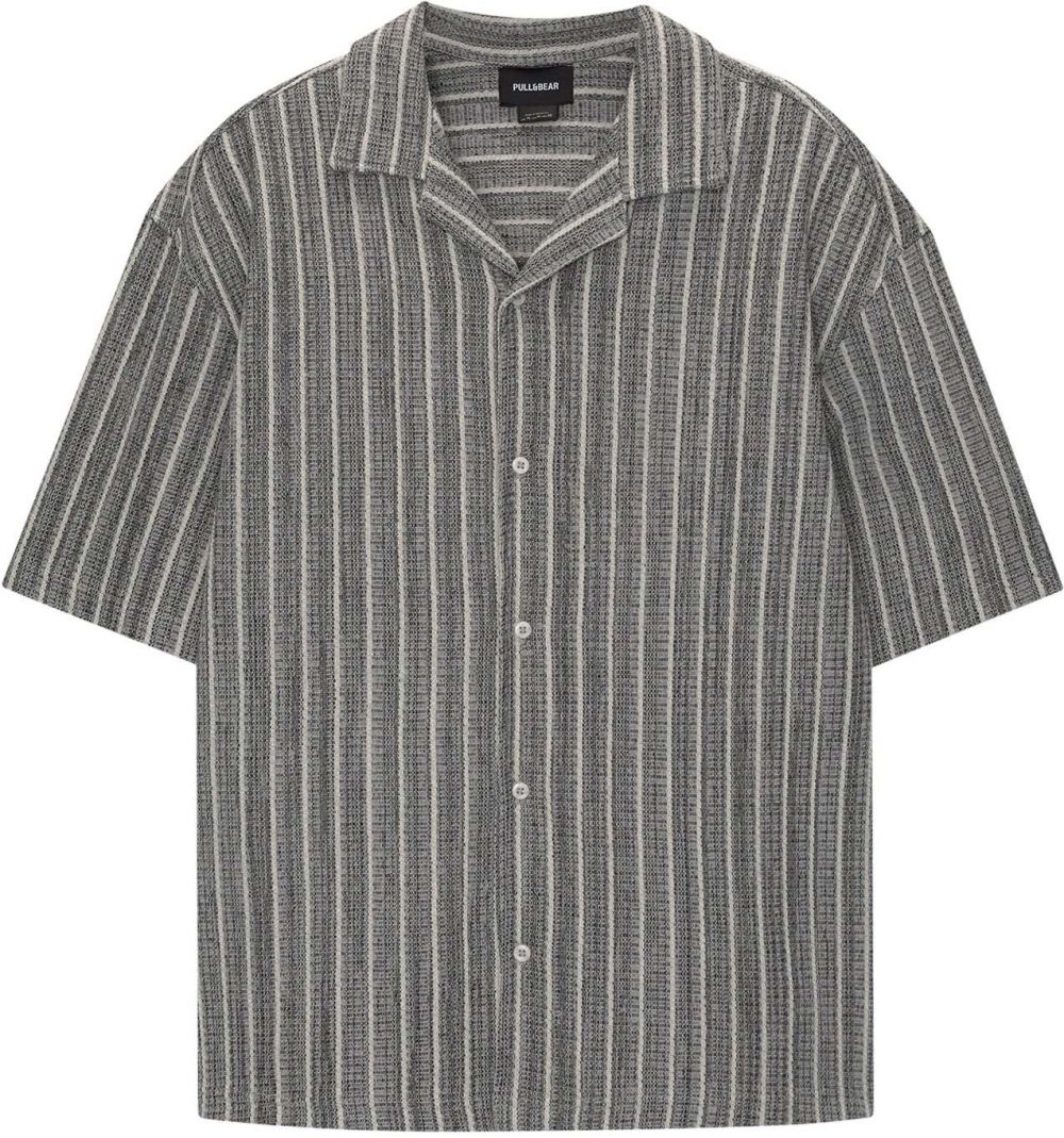 Pull&Bear Košeľa  sivá melírovaná / biela