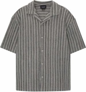 Pull&Bear Košeľa  sivá melírovaná / biela
