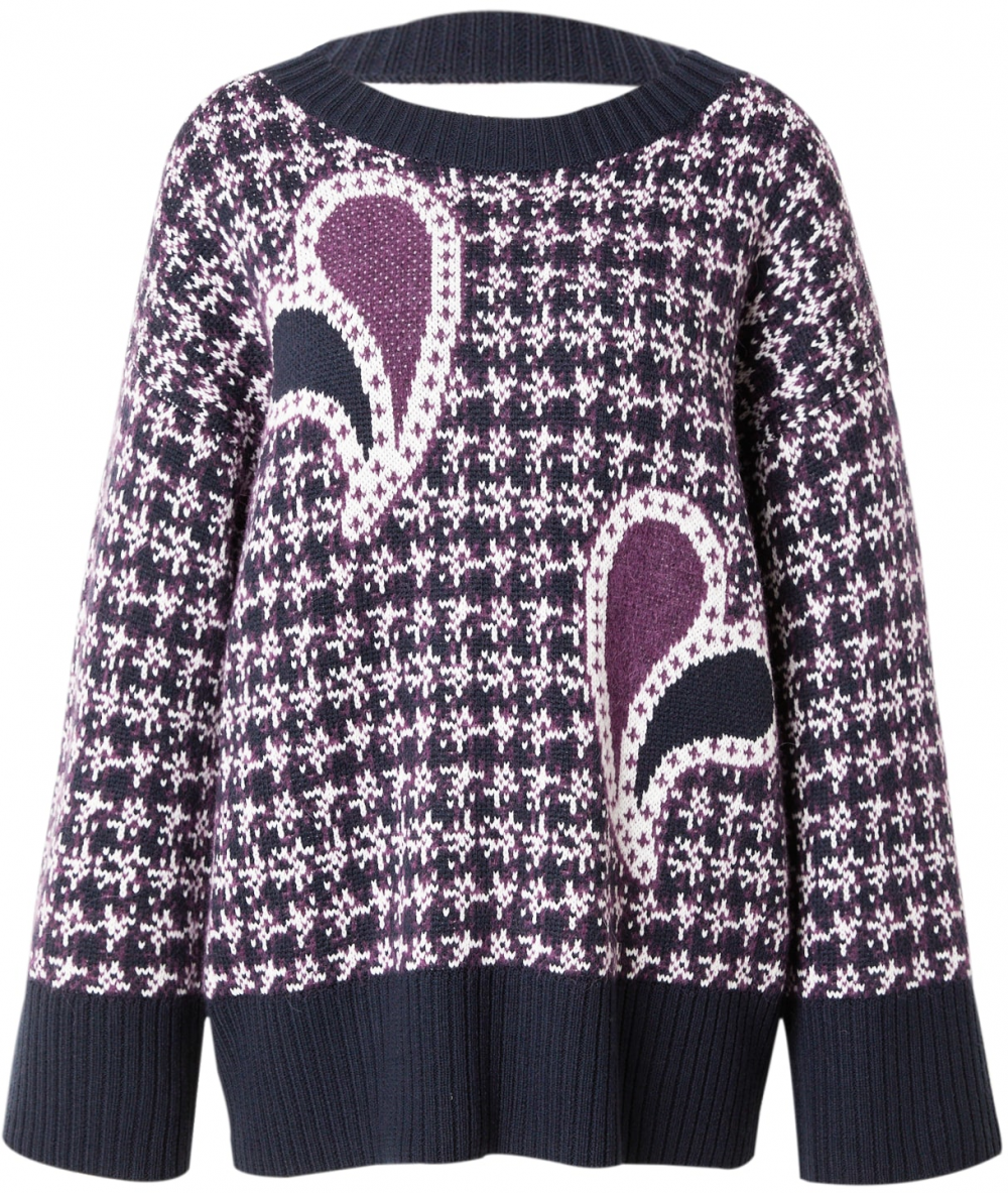 BOSS Sveter 'Falone'  námornícka modrá / farba lesného ovocia / biela