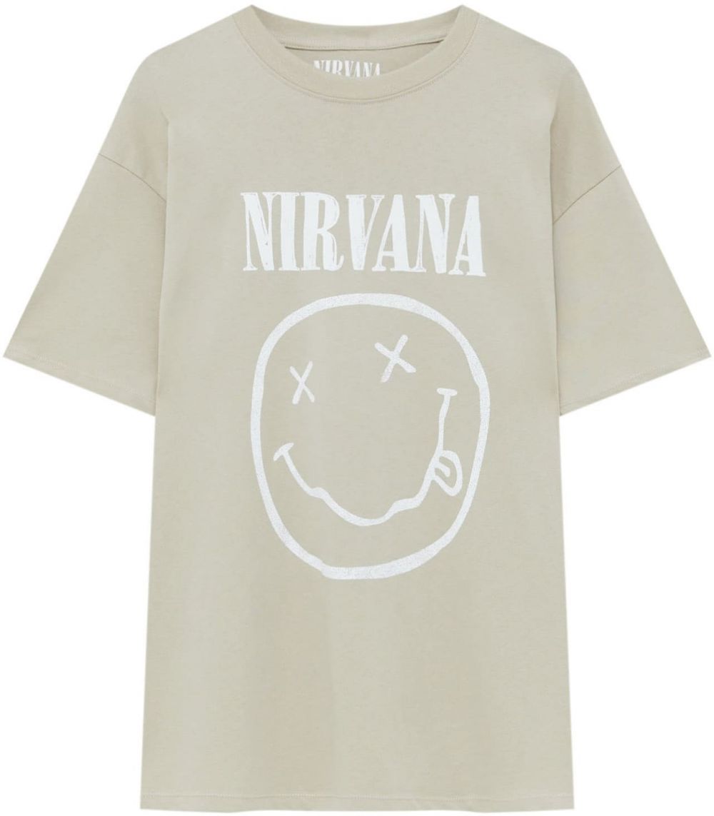 Pull&Bear Tričko  farba ťavej srsti / biela