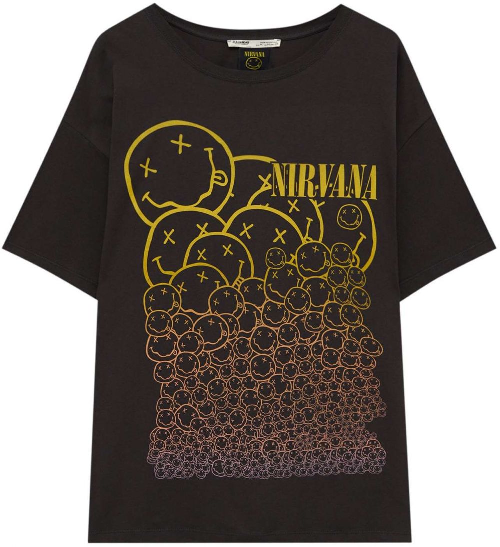 Pull&Bear Tričko  žltá / antracitová / svetlofialová / marhuľová