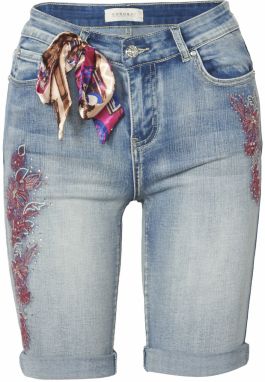KOROSHI Džínsy  modrá denim / svetlomodrá / lososová / červená / biela