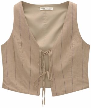 Pull&Bear Vesta k obleku  námornícka modrá / hnedá