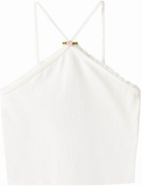 Bershka Top  zelená / ružová / šedobiela