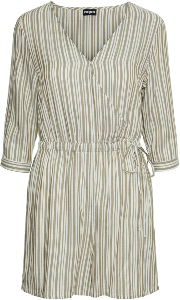 PIECES Overal 'ALVINA'  olivová / biela