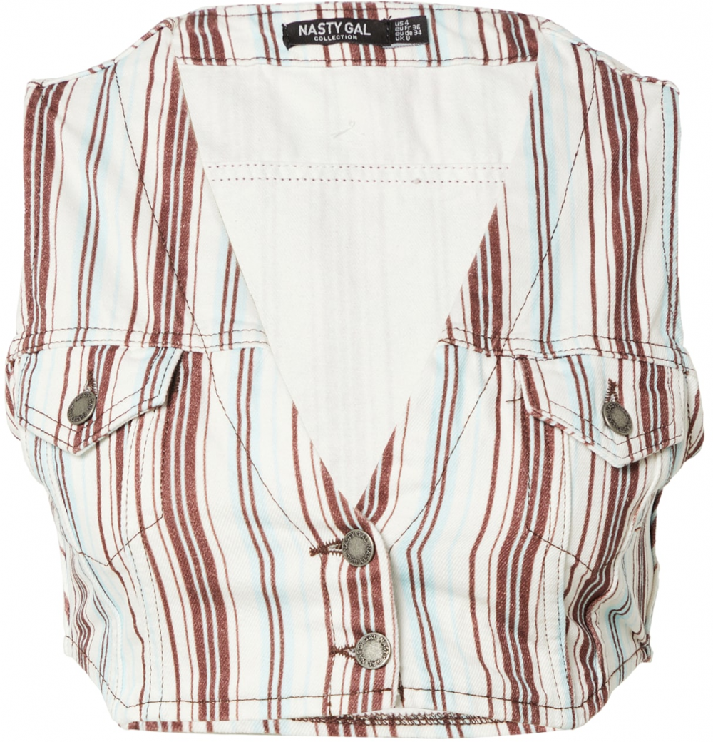 Nasty Gal Top  krémová / svetlomodrá / hrdzavohnedá
