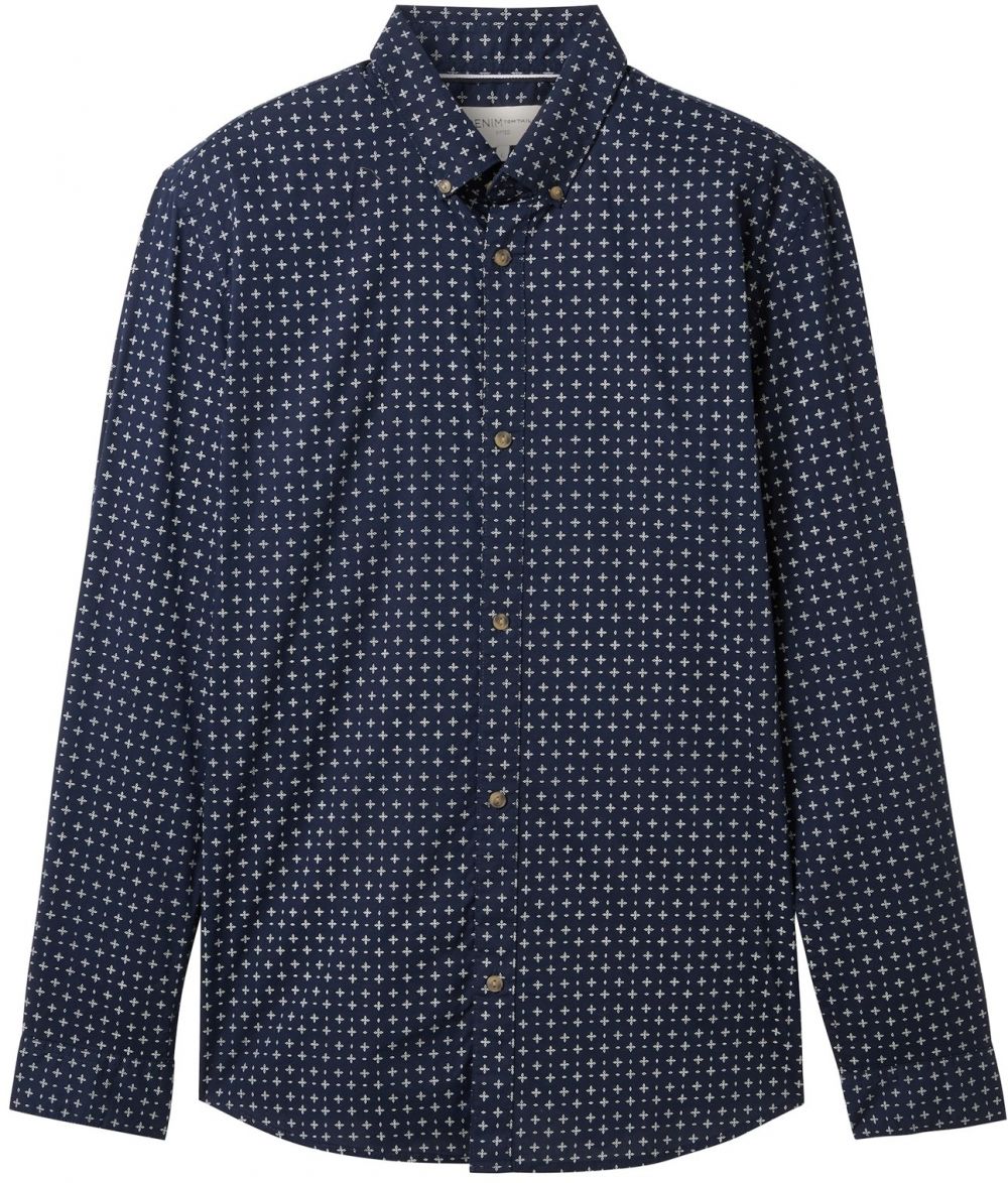 TOM TAILOR DENIM Košeľa  námornícka modrá / biela