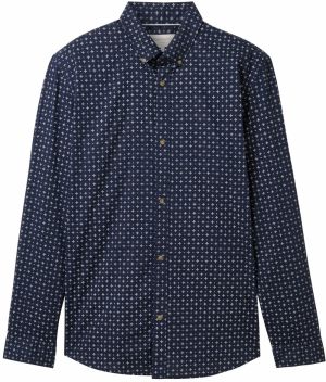 TOM TAILOR DENIM Košeľa  námornícka modrá / biela