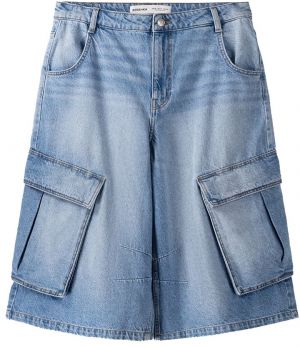 Bershka Rifľové kapsáče  modrá denim