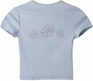 Bershka Tričko  svetlomodrá / strieborná