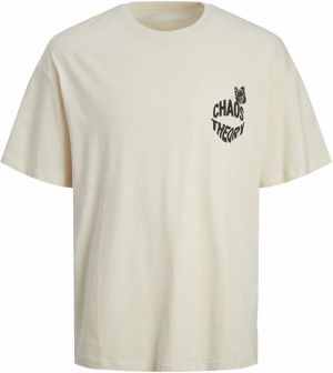 JACK & JONES Tričko 'Jorfrutti'  krémová / fialová / čierna