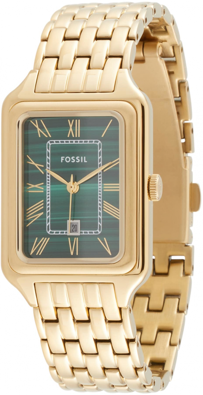 FOSSIL Analógové hodinky 'Raquel'  zlatá / sivá / tmavozelená