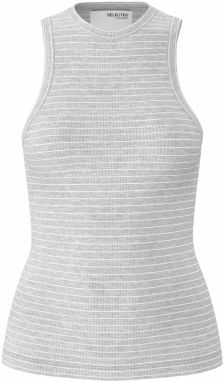 SELECTED FEMME Top 'SLFANNA'  svetlosivá / biela
