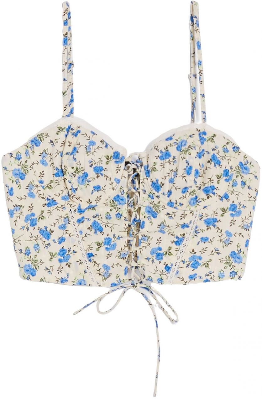 Bershka Top  béžová / modrá / tmavohnedá / zelená