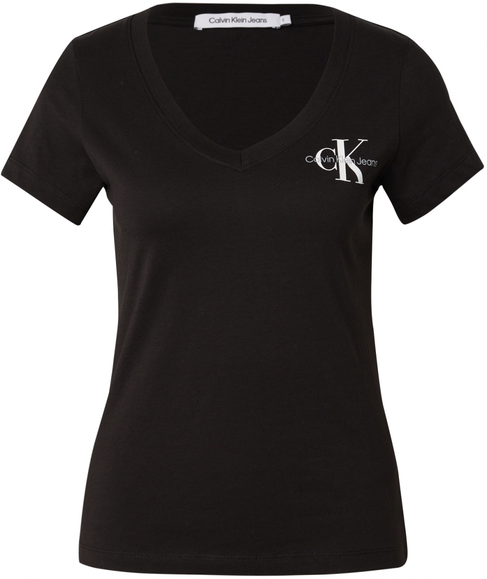 Calvin Klein Jeans Tričko  svetlosivá / čierna / biela
