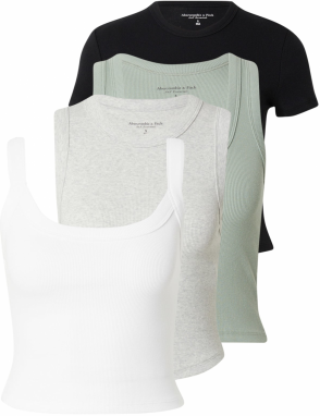 Abercrombie & Fitch Top 'ESSENTIAL'  sivá melírovaná / kaki / čierna / biela
