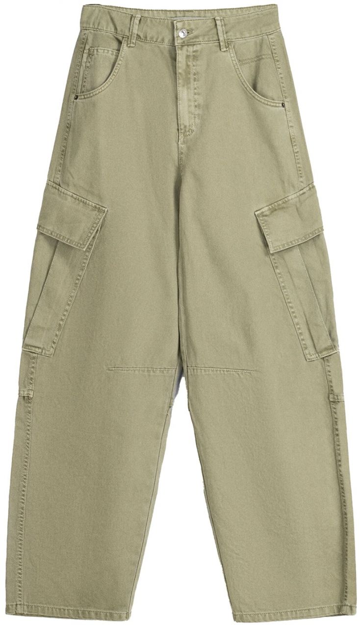 Bershka Rifľové kapsáče  kaki
