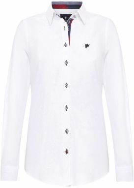 DENIM CULTURE Blúzka 'GISELLE'  námornícka modrá / ohnivo červená / biela