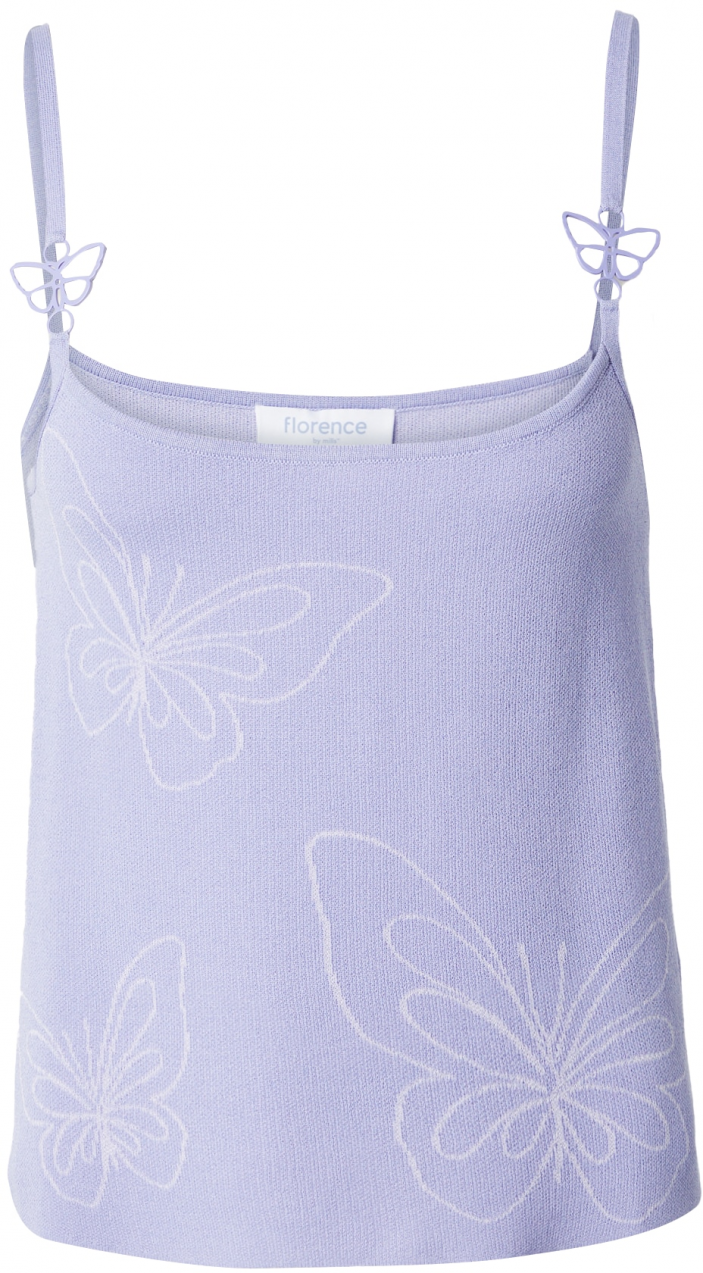 florence by mills exclusive for ABOUT YOU Vyšívaný top 'Sweet Hibiscus'  fialová / šedobiela
