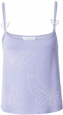 florence by mills exclusive for ABOUT YOU Vyšívaný top 'Sweet Hibiscus'  fialová / šedobiela