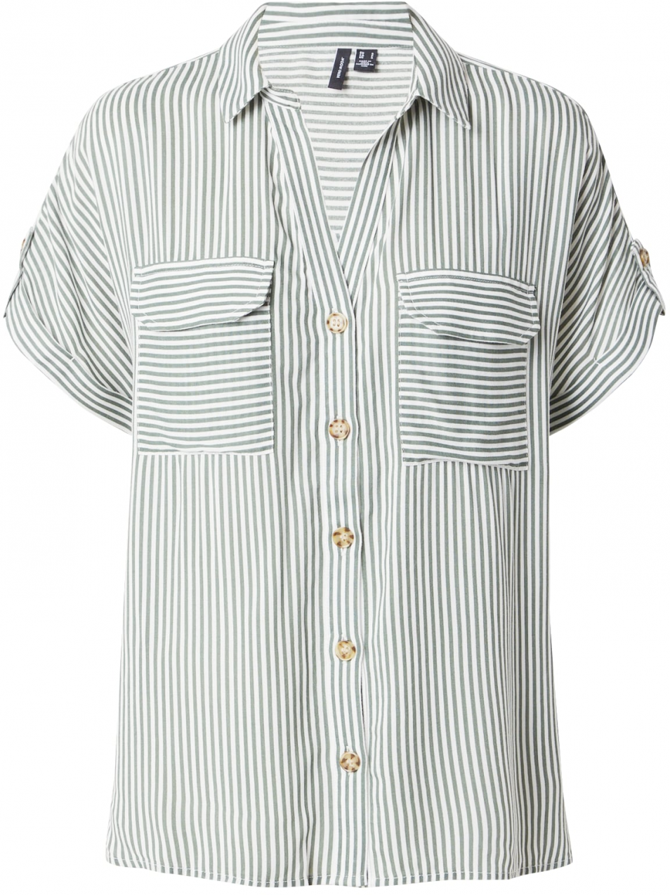 VERO MODA Blúzka 'BUMPY'  tmavozelená / biela