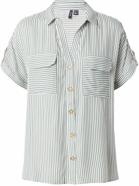 VERO MODA Blúzka 'BUMPY'  tmavozelená / biela