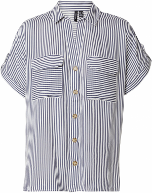 VERO MODA Blúzka 'BUMPY'  tmavomodrá / biela