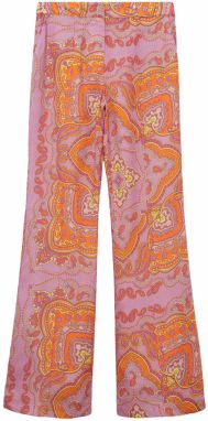 MANGO Nohavice s pukmi 'Farrah'  svetložltá / svetlofialová / homárová / eozín