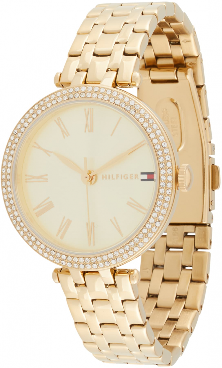 TOMMY HILFIGER Analógové hodinky 'NATALIE'  zlatá / červená / priehľadná / biela