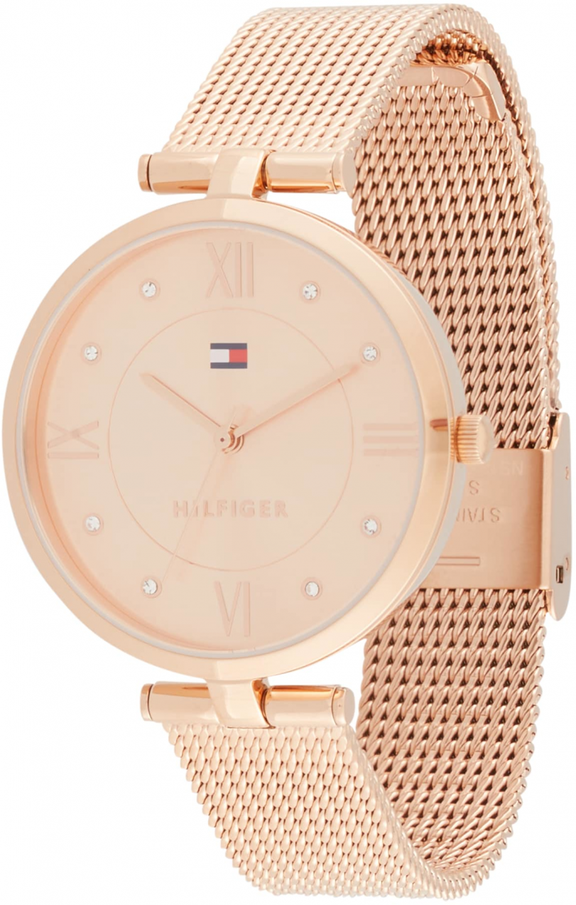 TOMMY HILFIGER Analógové hodinky 'ELLA'  modrá / ružové zlato / biela