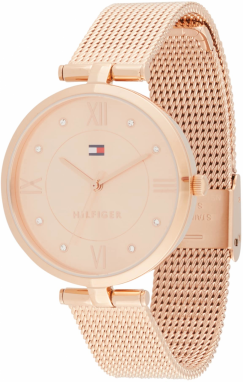 TOMMY HILFIGER Analógové hodinky 'ELLA'  modrá / ružové zlato / biela