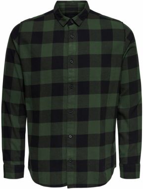 Only & Sons Košeľa  tmavozelená / čierna