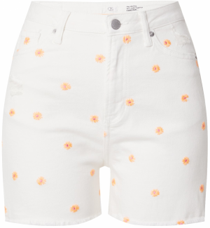 QS Džínsy  oranžová / svetloružová / biely denim