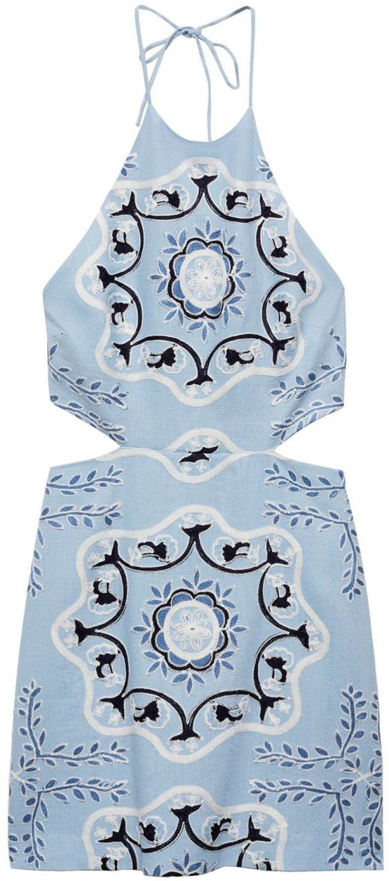 MANGO Šaty 'Frame'  zafírová / svetlomodrá / čierna / biela